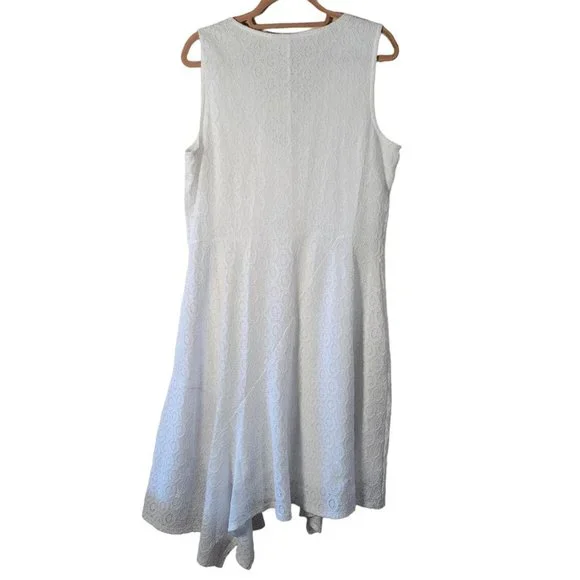 Dana Buchman White Lace Lined Asymmetrical Hem Maxi Dress Women Size L NWT - Picture 2 of 10